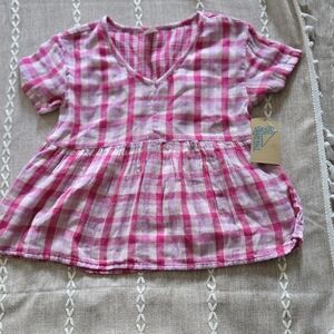 About A Girl Pink Checkered Kids Blouse